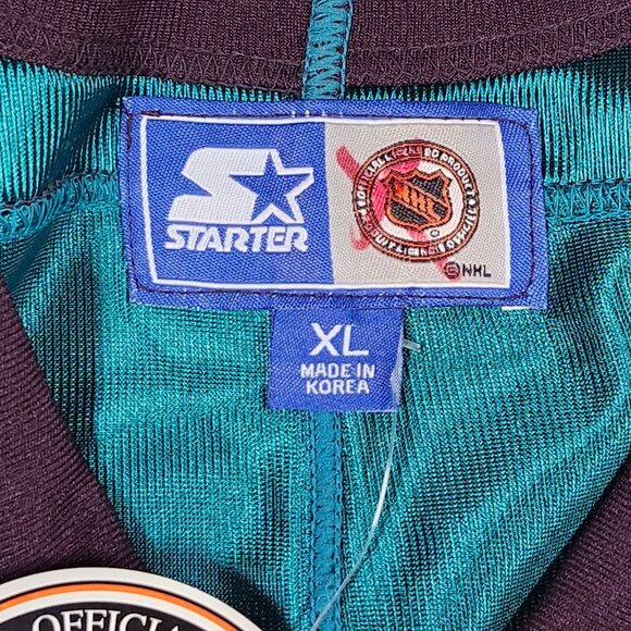 Anaheim Ducks NHL Hockey Jersey XL Starter Brand Teal White Polyester NWT - Picture 12 of 14